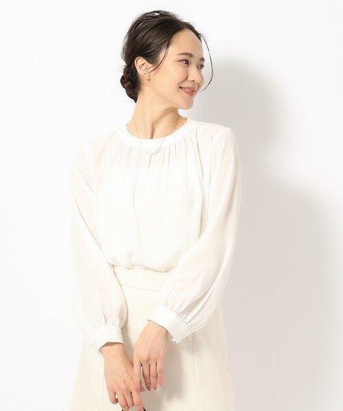 SHOO・LA・RUE(シューラルー)の「◆【S-3L】ハイネックギャザーブラウス(シャツ/ブラウス・レディース・ベージュ系その他5/ブラック系1/アイボリー系1・01/02/03/04/05)」の11枚目の写真