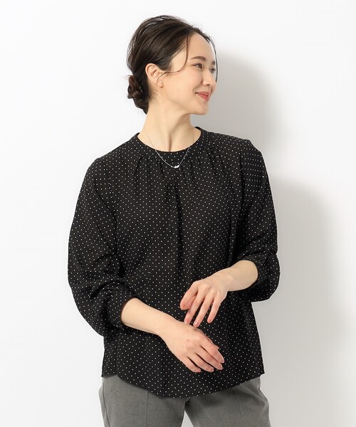 SHOO・LA・RUE(シューラルー)の「◆【S-3L】ハイネックギャザーブラウス(シャツ/ブラウス・レディース・ベージュ系その他5/ブラック系1/アイボリー系1・01/02/03/04/05)」の13枚目の写真