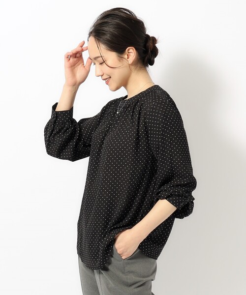 SHOO・LA・RUE(シューラルー)の「◆【S-3L】ハイネックギャザーブラウス(シャツ/ブラウス・レディース・ベージュ系その他5/ブラック系1/アイボリー系1・01/02/03/04/05)」の14枚目の写真