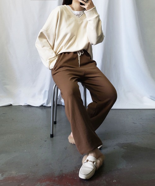 me+em select（ミームセレクト）の「【 6color 】ヘビーコットン裏毛ジョガーパンツ　韓国製（スウェットパンツ・レディース・グリーン/ライトグレー/ベージュ/チャコールグレー/グレー/ブラウン・FREE）」の18枚目の写真