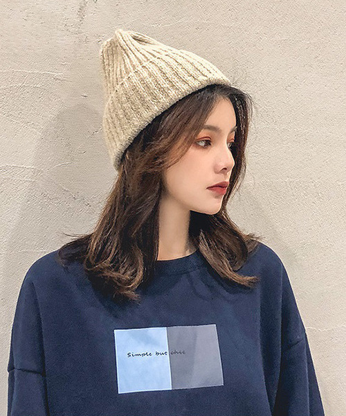 c.u.l（シーユーエル）の「【c.u.l】無地カラーニット帽 cula268（ニットキャップ/ビーニー・レディース・ブラック/ブルー/ブラウン/グレー/ライトベージュ/ライトブルー/ライトグレー/ピンクベージュ/ワインレッド/イエロー・FREE）」の5枚目の写真