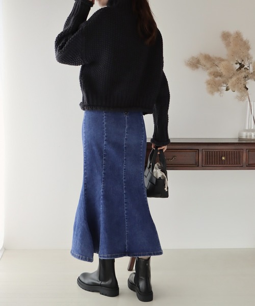 BLUEEAST(ブルーイースト)の「スリットデニムマーメイドスカート(デニムスカート・レディース・ブラック/ネイビー・SMALL/MEDIUM)」の20枚目の写真