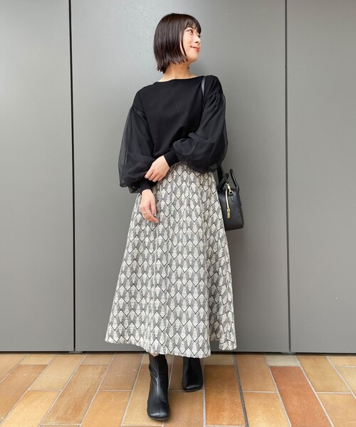 AG by aquagirl（エージーバイアクアガール）の「◆ジャカードフレアスカート【WEB限定サイズ】（スカート・レディース・ブラック系/ダークブラウン系・40/38/36）」の3枚目の写真