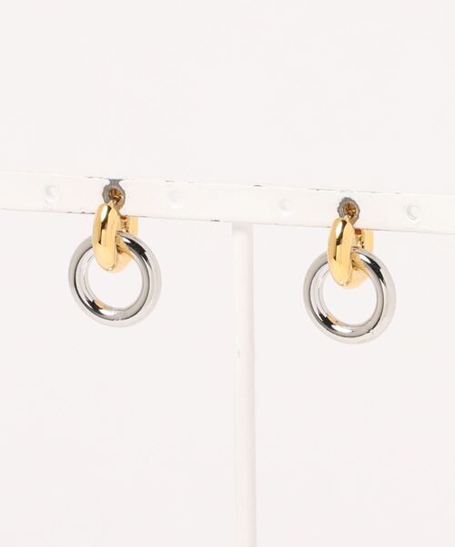 Ein（アイン）の「【Ein】2連サークル チェーンピアス（ピアス（両耳用）・レディース・シルバー/ゴールド・FREE）」の2枚目の写真