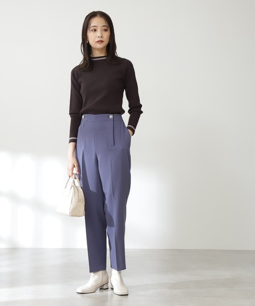 N.（N. Natural Beauty Basic）（エヌエヌナチュラルビューティーベーシック）の「◆バイカラーラインコンパクトニット（ニット/セーター・レディース・グリーン/ブルー/スミクロ/オフホワイト・MEDIUM）」の12枚目の写真