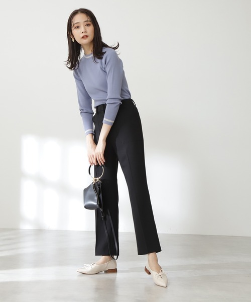 N.（N. Natural Beauty Basic）（エヌエヌナチュラルビューティーベーシック）の「◆バイカラーラインコンパクトニット（ニット/セーター・レディース・グリーン/ブルー/スミクロ/オフホワイト・MEDIUM）」の10枚目の写真