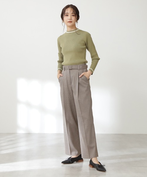 N.（N. Natural Beauty Basic）（エヌエヌナチュラルビューティーベーシック）の「◆バイカラーラインコンパクトニット（ニット/セーター・レディース・グリーン/ブルー/スミクロ/オフホワイト・MEDIUM）」の5枚目の写真