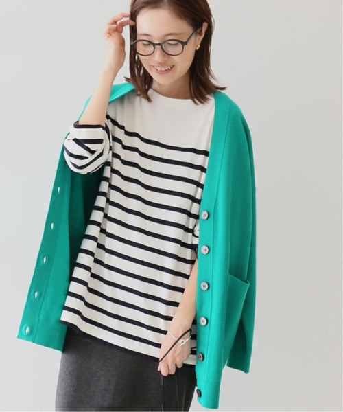 SLOBE IENA(スローブイエナ)の「20/2 パネルボーダープルオーバー【手洗い可能】◆(Tシャツ/カットソー・レディース・チャコールグレー/ネイビー/ブラウン・FREE)」の3枚目の写真