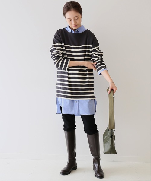 SLOBE IENA(スローブイエナ)の「20/2 パネルボーダープルオーバー【手洗い可能】◆(Tシャツ/カットソー・レディース・チャコールグレー/ネイビー/ブラウン・FREE)」の6枚目の写真