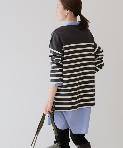 SLOBE IENA(スローブイエナ)の「20/2 パネルボーダープルオーバー【手洗い可能】◆(Tシャツ/カットソー・レディース・チャコールグレー/ネイビー/ブラウン・FREE)」の9枚目の写真