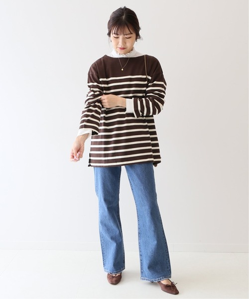 SLOBE IENA(スローブイエナ)の「20/2 パネルボーダープルオーバー【手洗い可能】◆(Tシャツ/カットソー・レディース・チャコールグレー/ネイビー/ブラウン・FREE)」の11枚目の写真