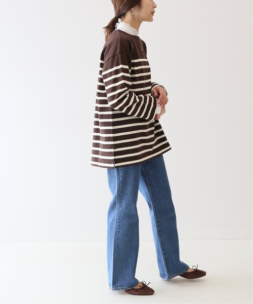 SLOBE IENA(スローブイエナ)の「20/2 パネルボーダープルオーバー【手洗い可能】◆(Tシャツ/カットソー・レディース・チャコールグレー/ネイビー/ブラウン・FREE)」の13枚目の写真