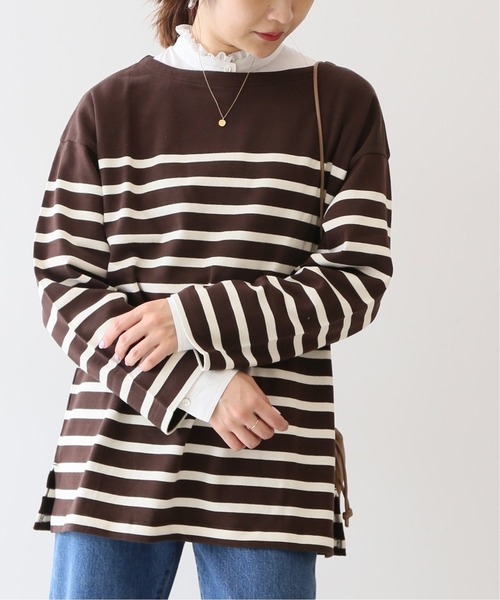SLOBE IENA(スローブイエナ)の「20/2 パネルボーダープルオーバー【手洗い可能】◆(Tシャツ/カットソー・レディース・チャコールグレー/ネイビー/ブラウン・FREE)」の16枚目の写真