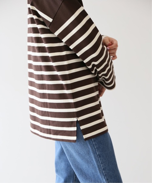 SLOBE IENA(スローブイエナ)の「20/2 パネルボーダープルオーバー【手洗い可能】◆(Tシャツ/カットソー・レディース・チャコールグレー/ネイビー/ブラウン・FREE)」の17枚目の写真