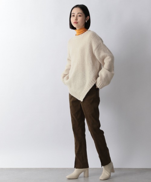 LOWRYS FARM(ローリーズファーム)の「モヘヤライクアシメプルオーバーLS 254798(ニット/セーター・レディース・ブラック/グリーン/アイボリー・FREE)」の4枚目の写真