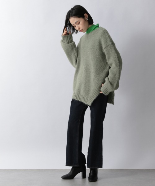 LOWRYS FARM(ローリーズファーム)の「モヘヤライクアシメプルオーバーLS 254798(ニット/セーター・レディース・ブラック/グリーン/アイボリー・FREE)」の6枚目の写真