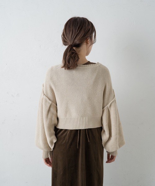 Kastane（カスタネ）の「【新色追加】クロップドバルーン袖カーディガン（カーディガン/ボレロ・レディース・スカイブルー/ブラウン/グリーン/アイボリー/ブラック・FREE）」の19枚目の写真