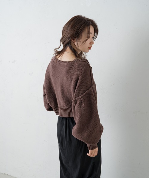 Kastane（カスタネ）の「【新色追加】クロップドバルーン袖カーディガン（カーディガン/ボレロ・レディース・スカイブルー/ブラウン/グリーン/アイボリー/ブラック・FREE）」の20枚目の写真