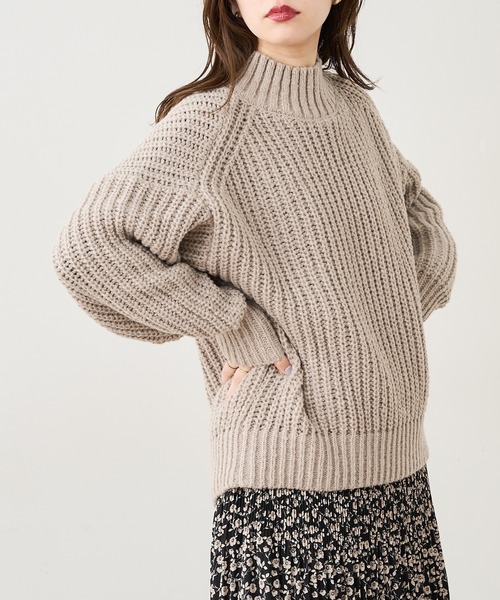 natural couture（ナチュラルクチュール）の「ざっくりゆるニット（ニット/セーター・レディース・アイボリー/ブラック/ベージュ/ミント/ピンク・FREE）」の3枚目の写真