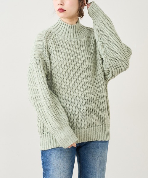 natural couture（ナチュラルクチュール）の「ざっくりゆるニット（ニット/セーター・レディース・アイボリー/ブラック/ベージュ/ミント/ピンク・FREE）」の4枚目の写真