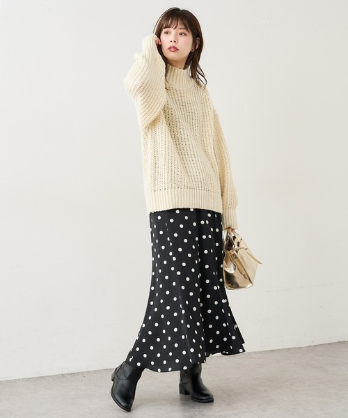 natural couture（ナチュラルクチュール）の「ざっくりゆるニット（ニット/セーター・レディース・アイボリー/ブラック/ベージュ/ミント/ピンク・FREE）」の10枚目の写真