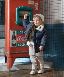 【リバーシブル】チェロ柄＆衿刺繍ダウンジャケット