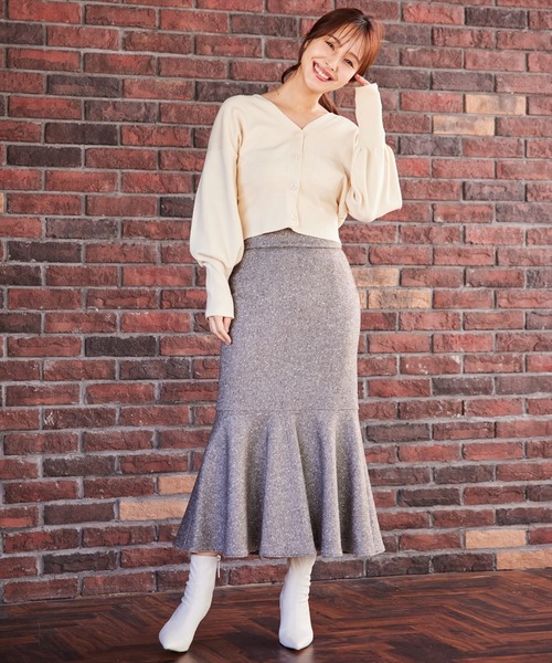 Swingle（スウィングル）の「切替フレアツイードマーメイドスカート  
