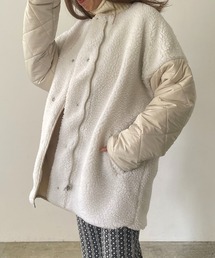 210nouve | ボア×キルティングリバーシブルコート(ノーカラージャケット)