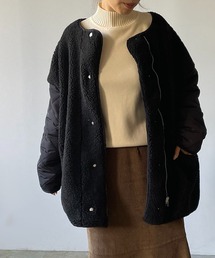 210nouve | ボア×キルティングリバーシブルコート(ノーカラージャケット)