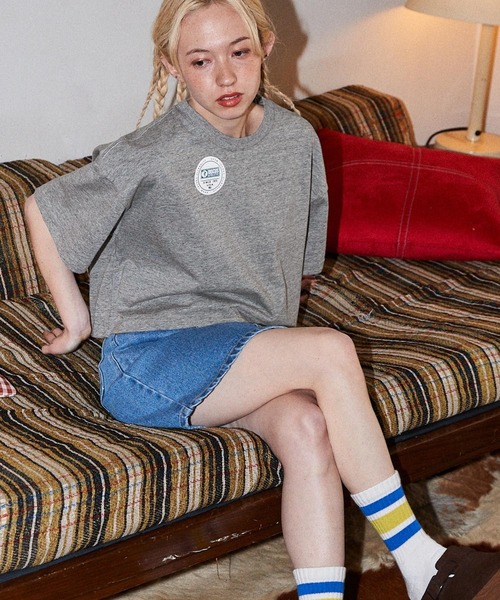 DISCUS ATHLETIC(ディスカス アスレチック)の「DISCUS ATHLETIC/ディスカス アスレチック クロップド丈 コットン半袖Tシャツ<セットアップ可能>(Tシャツ/カットソー・レディース・オレンジ/イエロー/ホワイト/杢グレー/ラベンダー・L/M)」の3枚目の写真