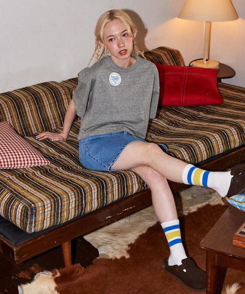 DISCUS ATHLETIC(ディスカス アスレチック)の「DISCUS ATHLETIC/ディスカス アスレチック クロップド丈 コットン半袖Tシャツ<セットアップ可能>(Tシャツ/カットソー・レディース・オレンジ/イエロー/ホワイト/杢グレー/ラベンダー・L/M)」の22枚目の写真