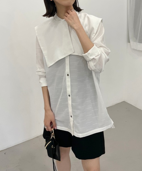 CAPRICIEUX LE'MAGE(カプリシューレマージュ)の「取外しスクエアカラーシャツ(シャツ/ブラウス・レディース・ホワイト/ブラック・FREE)」の6枚目の写真