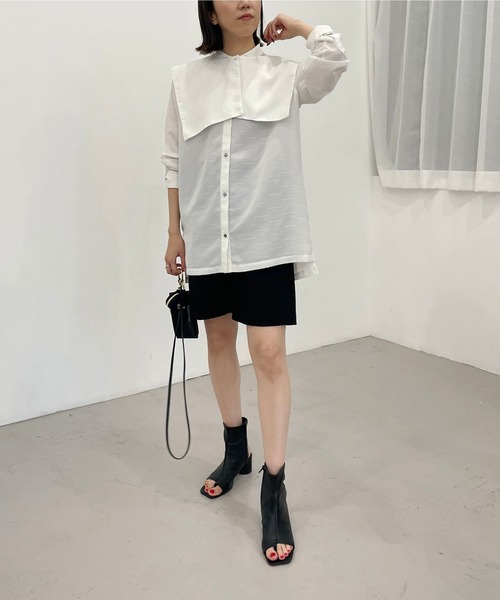 CAPRICIEUX LE'MAGE(カプリシューレマージュ)の「取外しスクエアカラーシャツ(シャツ/ブラウス・レディース・ホワイト/ブラック・FREE)」の12枚目の写真