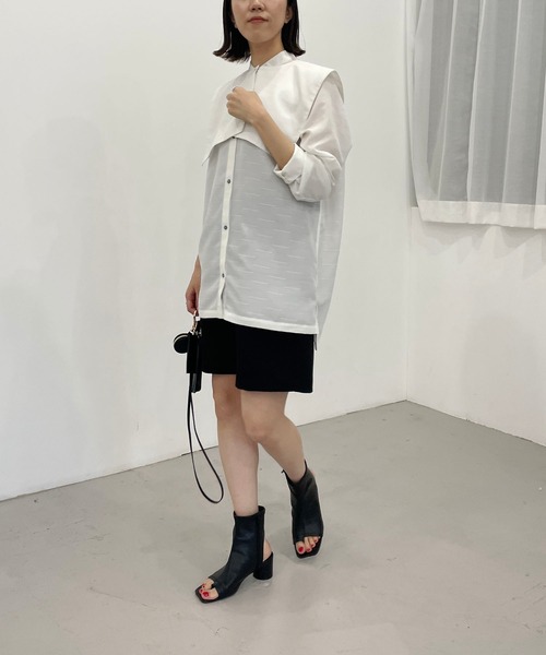 CAPRICIEUX LE'MAGE(カプリシューレマージュ)の「取外しスクエアカラーシャツ(シャツ/ブラウス・レディース・ホワイト/ブラック・FREE)」の7枚目の写真