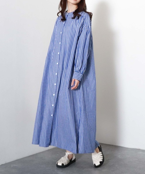 archives（アルシーヴ）の「【入荷禁止】ストライプボリュームスリーブシャツワンピース（シャツワンピース・レディース・ブルー/オフホワイト/ネイビー/ミント・MEDIUM）」の13枚目の写真