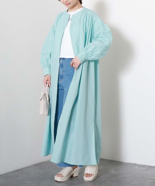 archives（アルシーヴ）の「【入荷禁止】ストライプボリュームスリーブシャツワンピース（シャツワンピース・レディース・ブルー/オフホワイト/ネイビー/ミント・MEDIUM）」の18枚目の写真