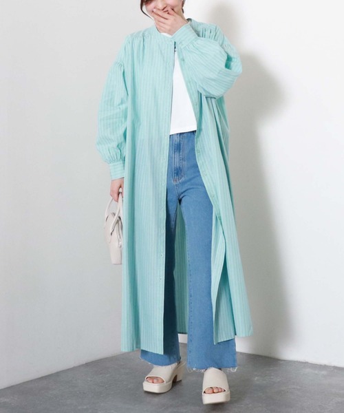 archives（アルシーヴ）の「【入荷禁止】ストライプボリュームスリーブシャツワンピース（シャツワンピース・レディース・ブルー/オフホワイト/ネイビー/ミント・MEDIUM）」の20枚目の写真