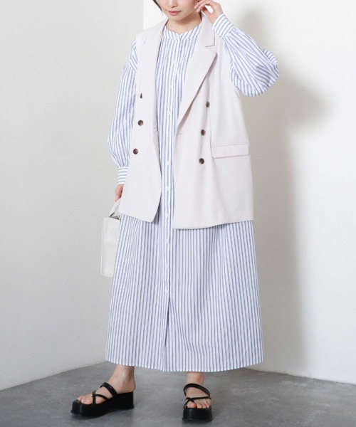 archives（アルシーヴ）の「【入荷禁止】ストライプボリュームスリーブシャツワンピース（シャツワンピース・レディース・ブルー/オフホワイト/ネイビー/ミント・MEDIUM）」の17枚目の写真