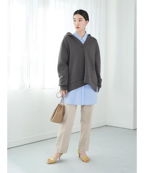 earth music&ecology(アースミュージックアンドエコロジー)の「ダンボールスキッパーパーカー*(パーカー・レディース・チャコールグレー/サックスブルー/ピンク/グレイッシュベージュ・FREE)」の10枚目の写真