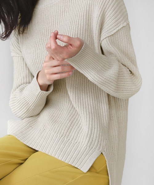 Bou Jeloud（ブージュルード）の「カラーBIGニットプルオーバー（ニット/セーター・レディース・オフホワイト/グリーン/オレンジ・FREE）」の4枚目の写真