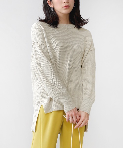 Bou Jeloud（ブージュルード）の「カラーBIGニットプルオーバー（ニット/セーター・レディース・オフホワイト/グリーン/オレンジ・FREE）」の5枚目の写真