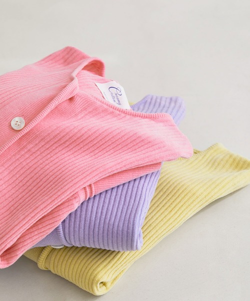 SALON adam et rope'（サロン アダム エ ロペ）の「【極上の肌ざわり】リブクルーネックカーディガン -CreamyCotton /クリーミーコットン-（カーディガン/ボレロ・レディース・パープル/グレー/オフホワイト/ピンク/イエロー・FREE）」の11枚目の写真