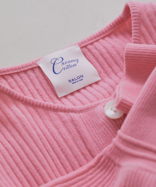SALON adam et rope'（サロン アダム エ ロペ）の「【極上の肌ざわり】リブクルーネックカーディガン -CreamyCotton /クリーミーコットン-（カーディガン/ボレロ・レディース・パープル/グレー/オフホワイト/ピンク/イエロー・FREE）」の22枚目の写真