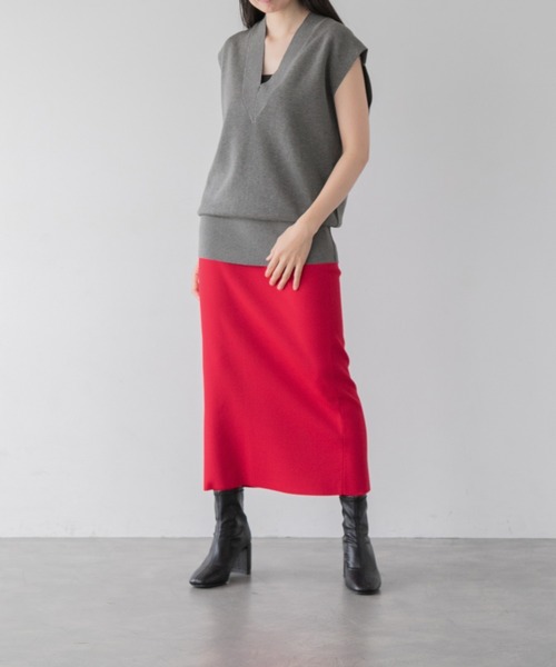 yuw（ユウ）の「ニットタイトスカート　266622（スカート・レディース・ブラック/グリーン/ピンク/レッド・FREE）」の22枚目の写真