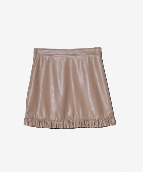 lissi Boutique（リージーブティック）の「【lissi Boutique】裾フリルレザー台形ミニスカート（スカート・レディース・ピンク/キャメル・SMALL/MEDIUM）」の3枚目の写真