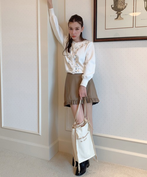 lissi Boutique（リージーブティック）の「【lissi Boutique】裾フリルレザー台形ミニスカート（スカート・レディース・ピンク/キャメル・SMALL/MEDIUM）」の5枚目の写真