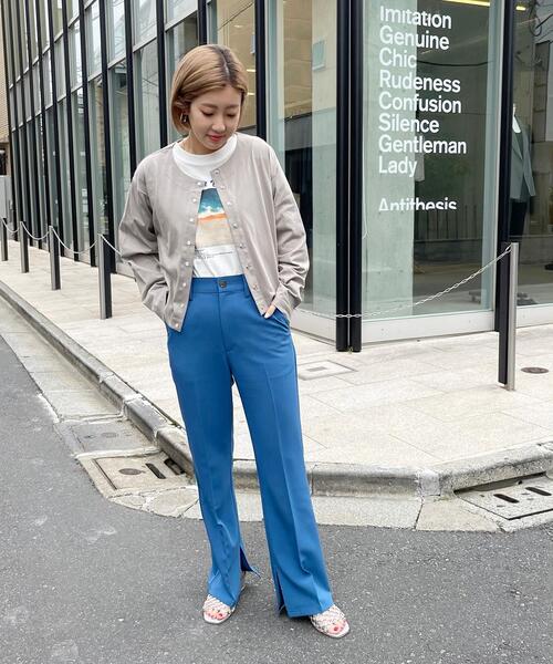 coen（コーエン）の「ドライギャバスタイルアップパンツ（WEB限定サイズ）（スラックス・レディース・ブラック/ダークグリーン/ネイビー/ターコイズブルー・S/M/L/XL）」の9枚目の写真