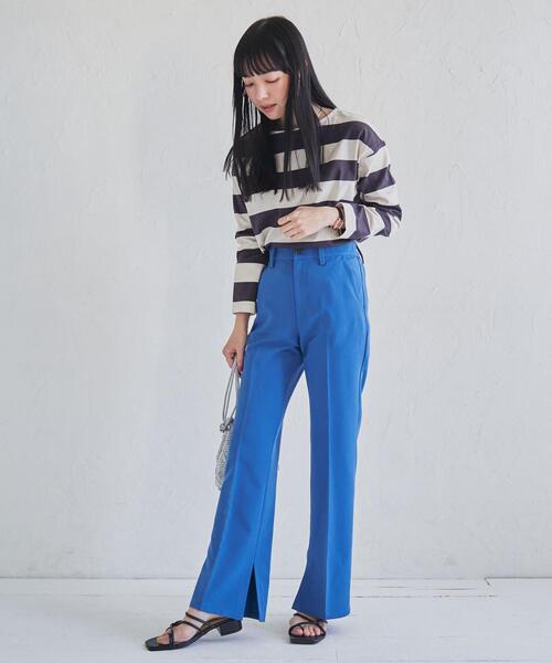 coen（コーエン）の「ドライギャバスタイルアップパンツ（WEB限定サイズ）（スラックス・レディース・ブラック/ダークグリーン/ネイビー/ターコイズブルー・S/M/L/XL）」の21枚目の写真