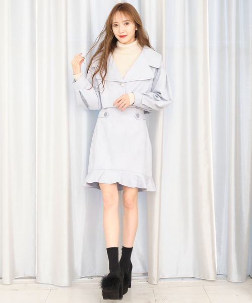 TITTY&CO.（ティティーアンドコー）の「ビッグカラーショートジャケット（その他アウター・レディース・ライトブルー/ピンク/マルチ・FREE）」の6枚目の写真