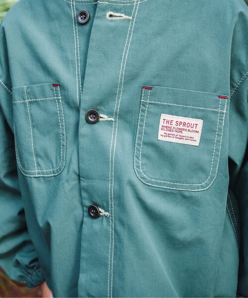 BREEZE(ブリーズ)の「ノーカラーシャツジャケット(ノーカラージャケット・キッズ・カーキ/インディゴブルー/マスタード・90/80/100/110/120/140/130)」の8枚目の写真